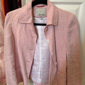 Faconnable Soft Pink Linen-Blend Tailored Jacket